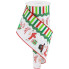4"x10yd 2 in 1 Snowmen & Red/Grns Stripes Ribbon