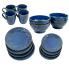 Tabletops Gallery Smithfield Blue Ceramic Dining Set- 16pc