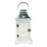18.5" Wood Lantern W/ Galvanized Top- White