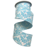 2.5" x 10yd White/ Blue Filigree Regal Crest Deluxe Ribbon