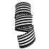 2.5" x 10yd White & Black Glitter Stripe Ribbon
