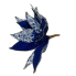 8" Blue and White Poinsettia Chinoiserie Ornament