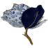 8" Blue and White Magnolia Chinoiserie Ornament w/ Glitter