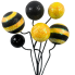 17" Black & Yellow Stripe & Solid Glitter Ball Pick