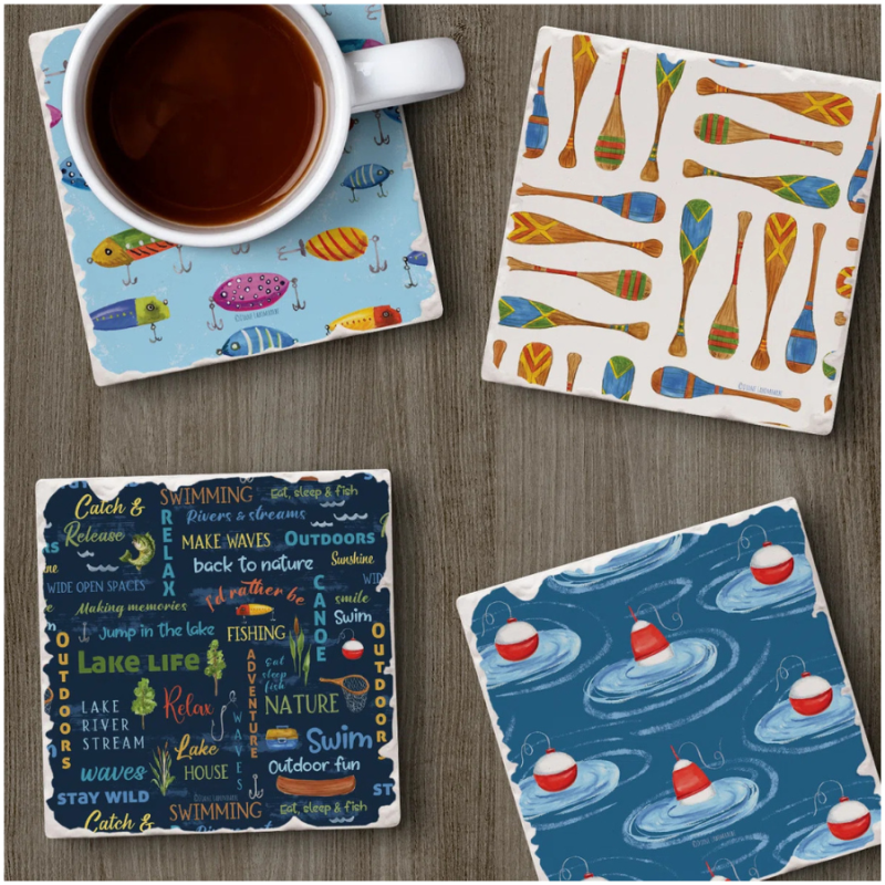Lake Living 4 pc Square Coaster Set