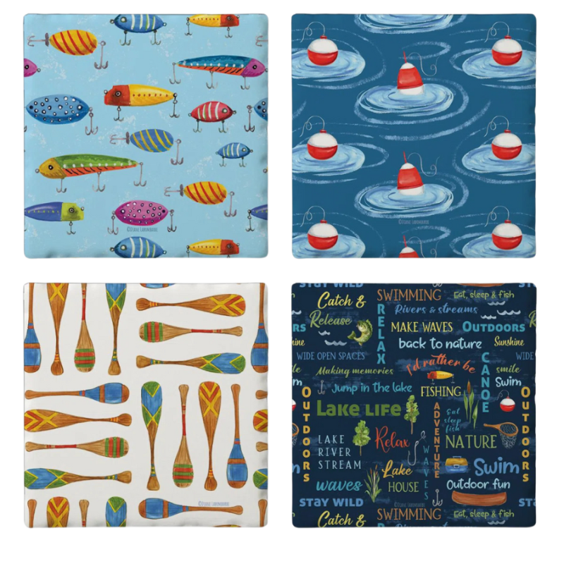 Lake Living 4 pc Square Coaster Set