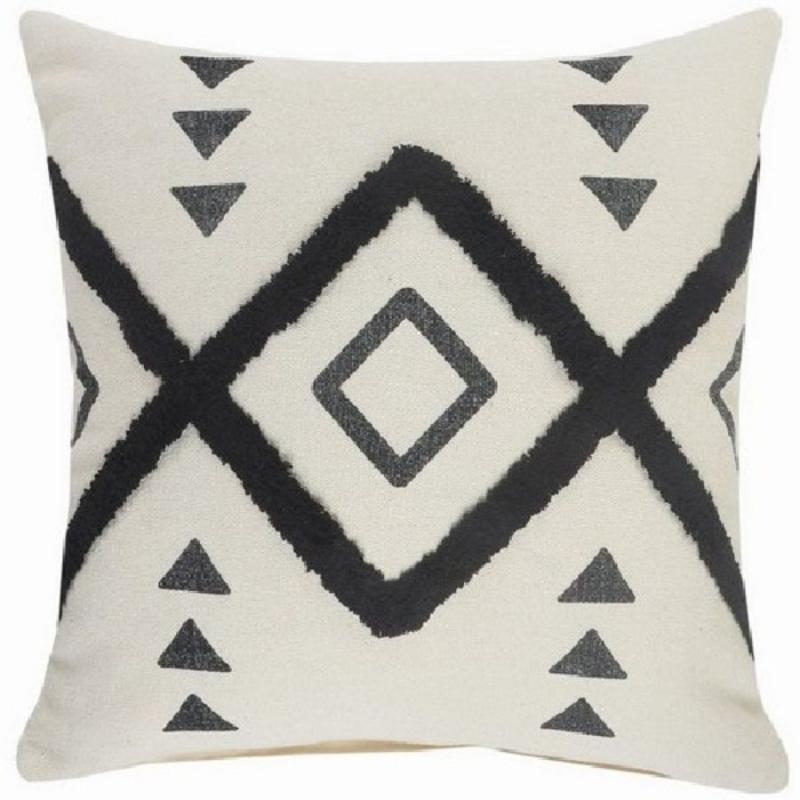 20" Natural & Black Diamond Geometrics Indoor Pillow