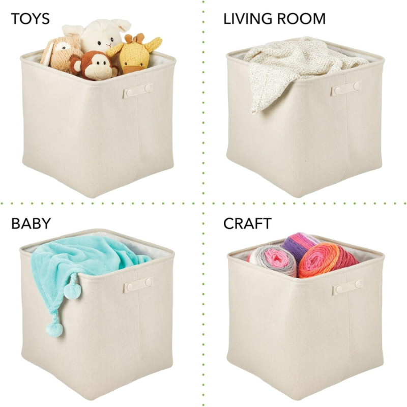 Cream Cotton Storage Bin w/ Handles