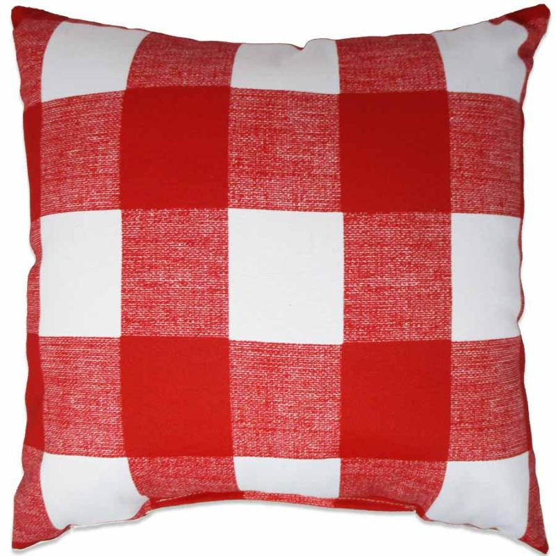 17" Red Buffalo Plaid Outdoor Pillow