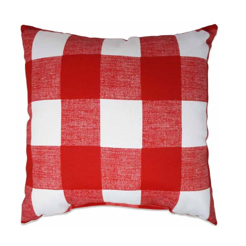 17" Red Buffalo Plaid Outdoor Pillow