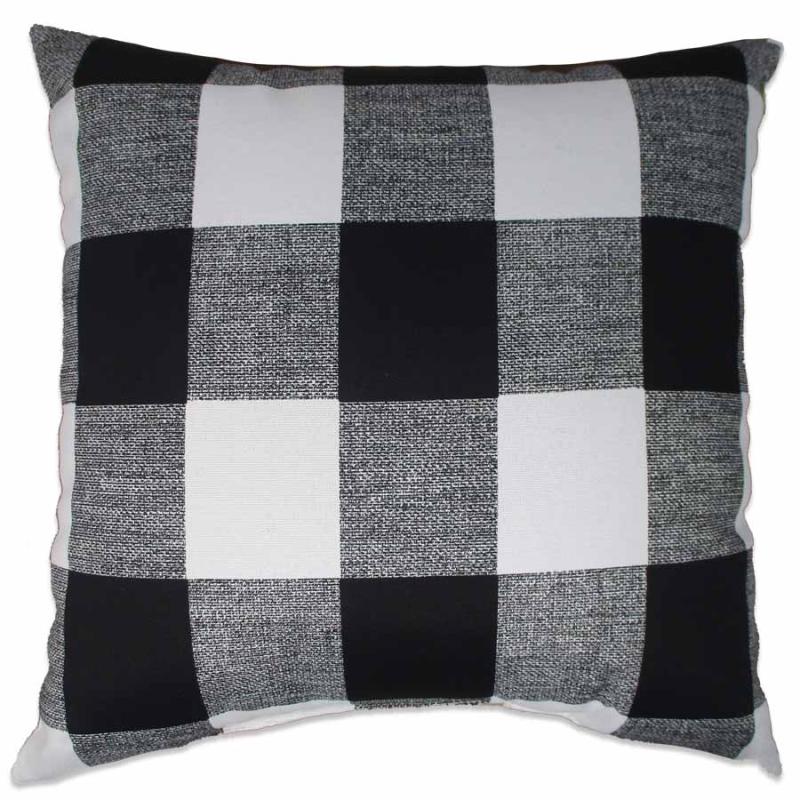17" Black Buffalo Plaid Outdoor Pillow Outdoor Pillows