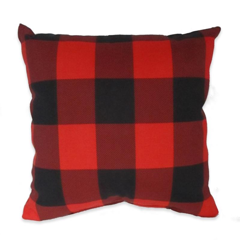 17" Red & Black Buffalo Check Outdoor Pillow