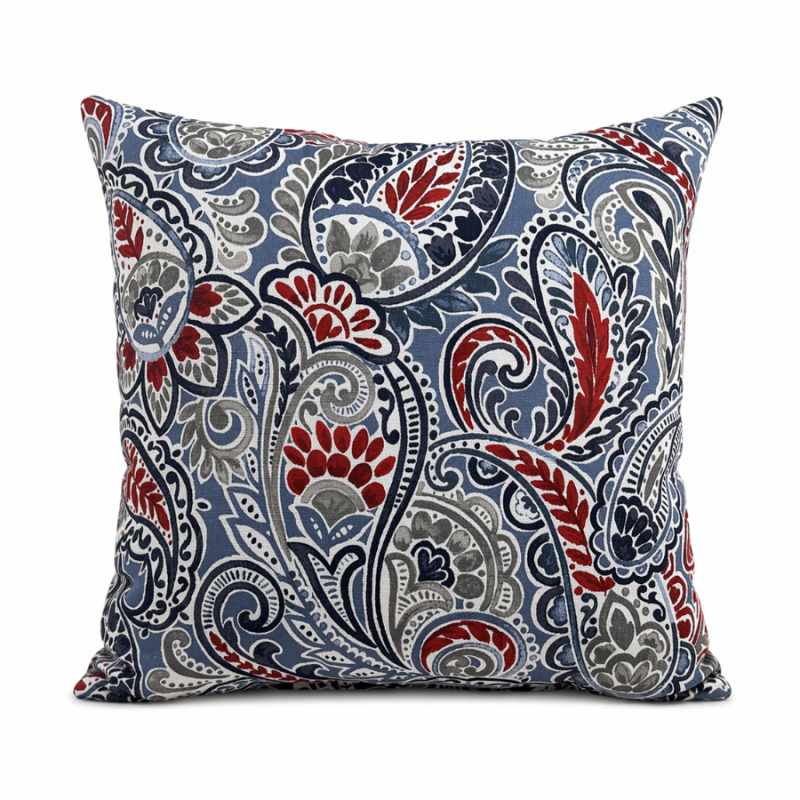 17" Americana Paisley Outdoor Pillow