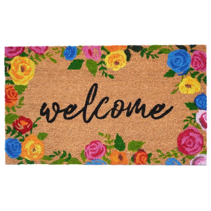 Welcome Floral Border Doomat