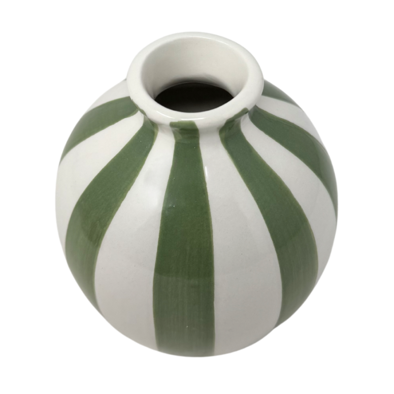 4" Green Stripe Vase