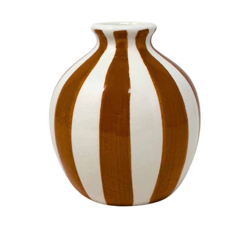 4" Orange Stripe Vase