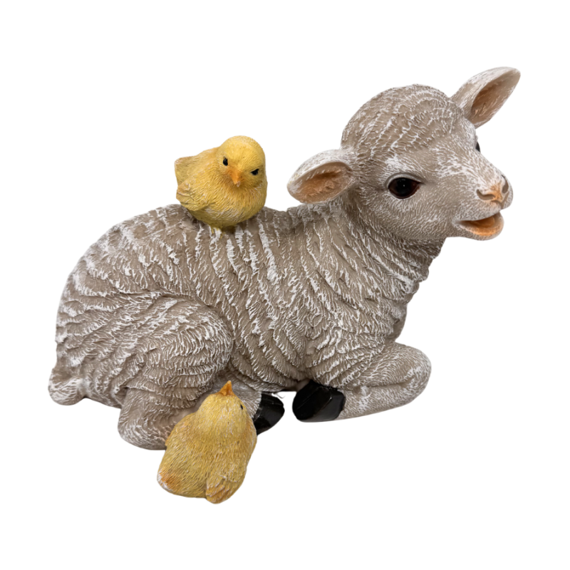 Lamb w/ Baby Chicks Figurine
