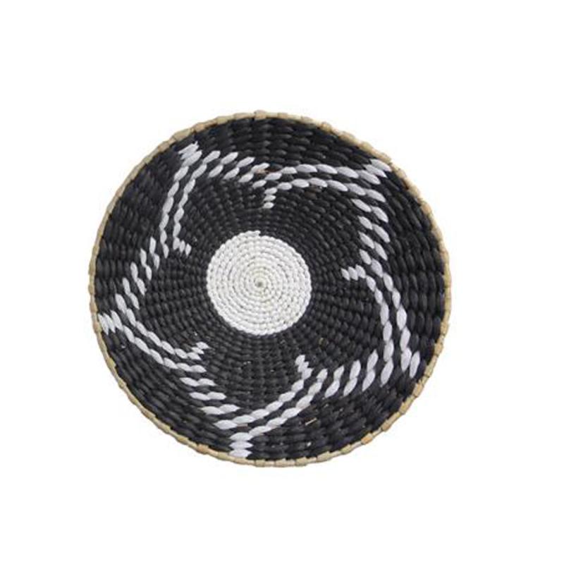 Natural Woven Basket/Wall Decor Black w/White Flower Detail ️