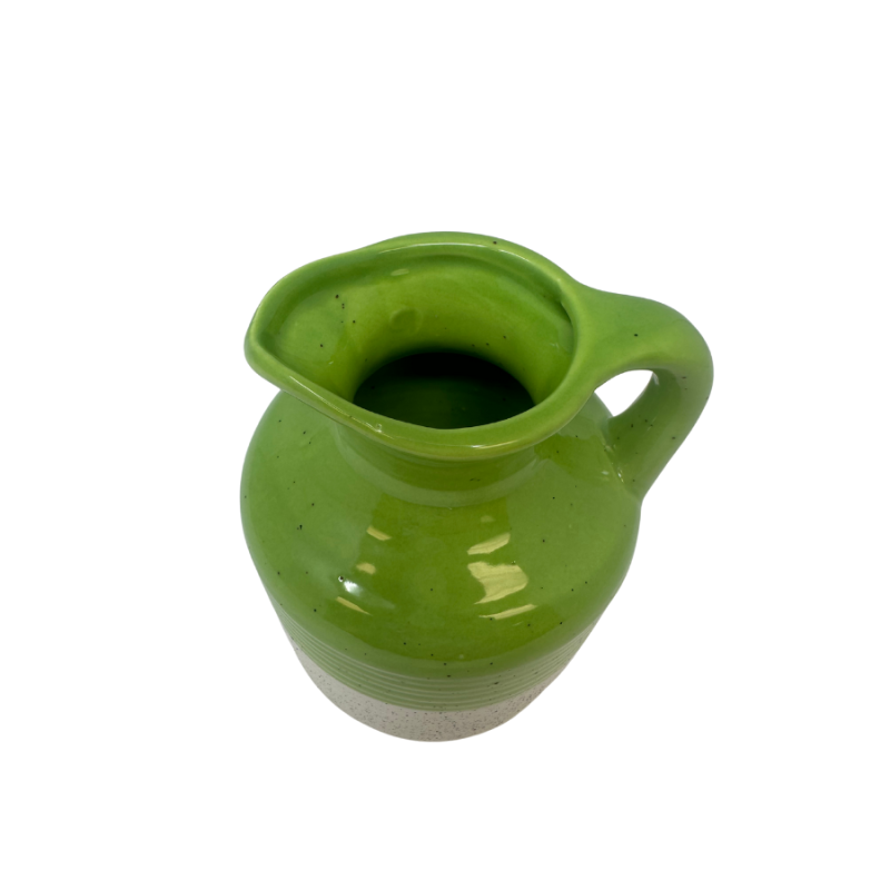 6"x 4" Green & White Stoneware Pitcher Vase
