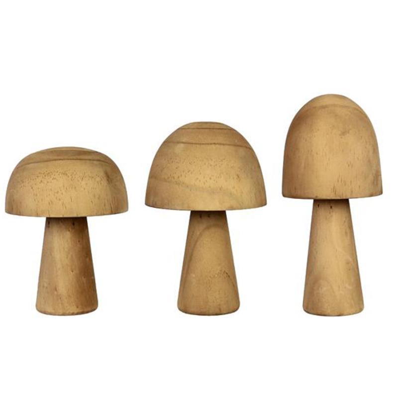 5.5"H Natural Wood Mushroom - Small Flat Top