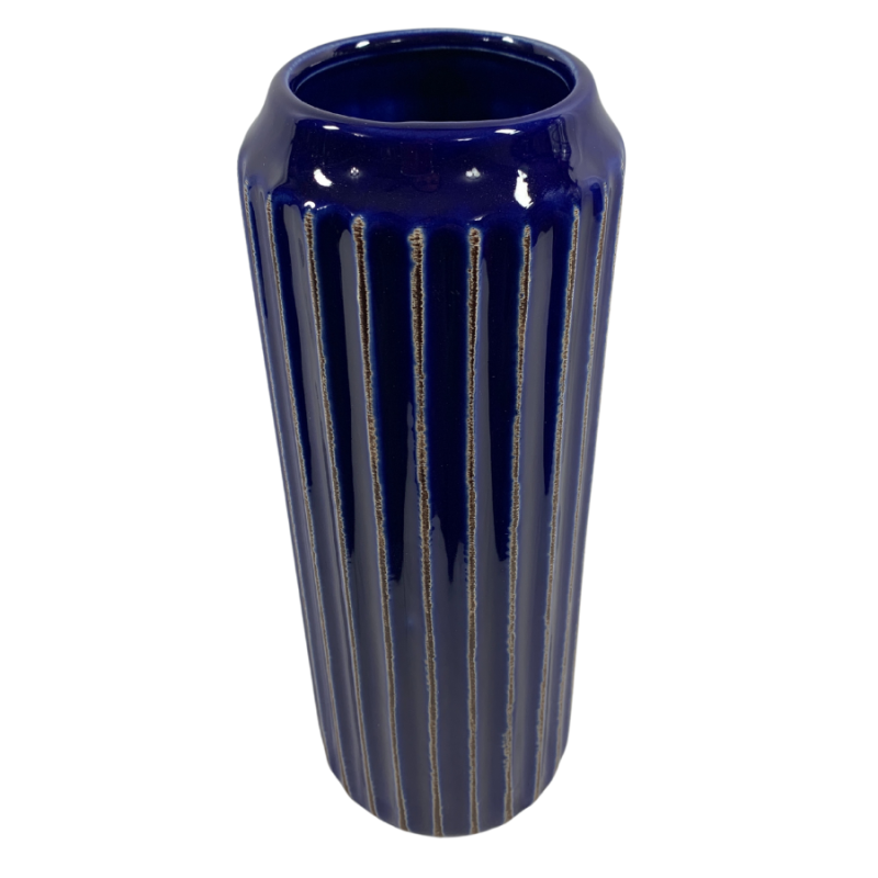 10" Cobalt Sweeping Strokes Decorative Vase