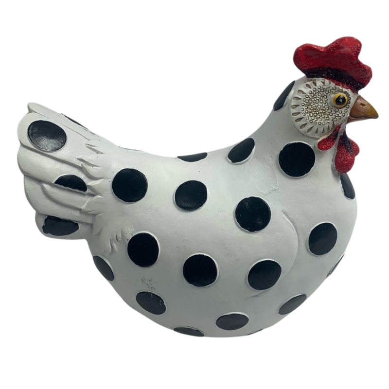 White Hen with Black Dots