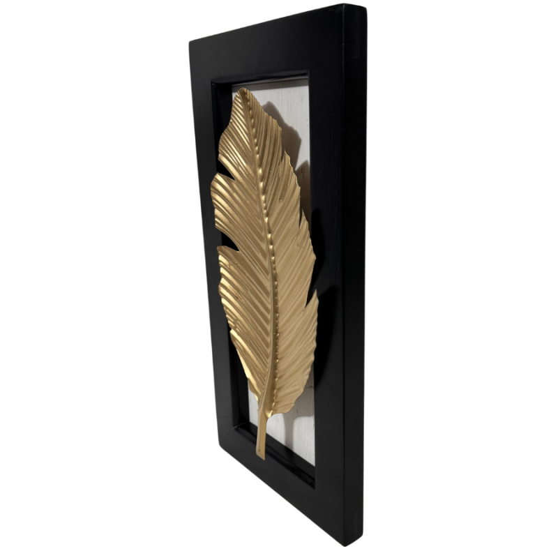 16" Gold Tin Leaf in Black Frame