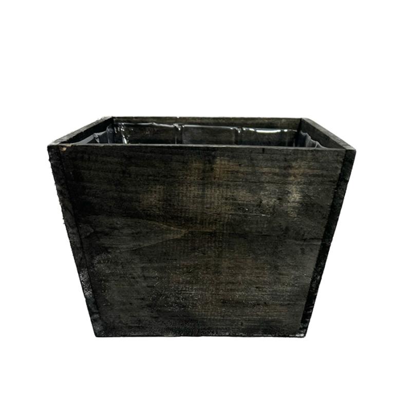 5" Square Wood Box/Planter - Black/Brown