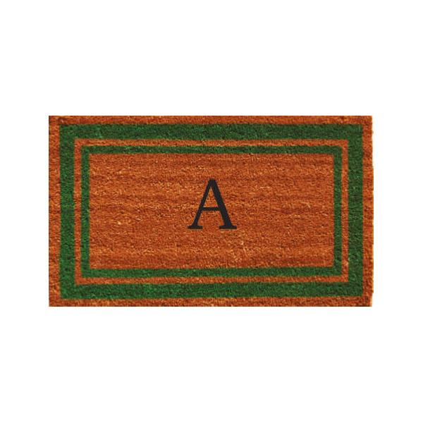 18x30 Green Border Monogram Doormat (A thru Z)