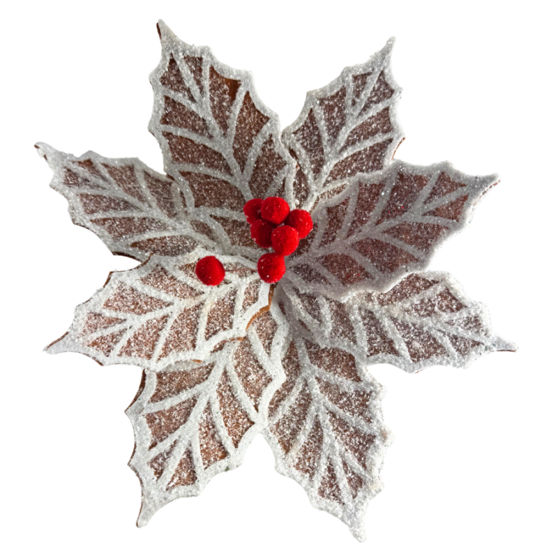 22" Gingerbread Frosted Poinsettia