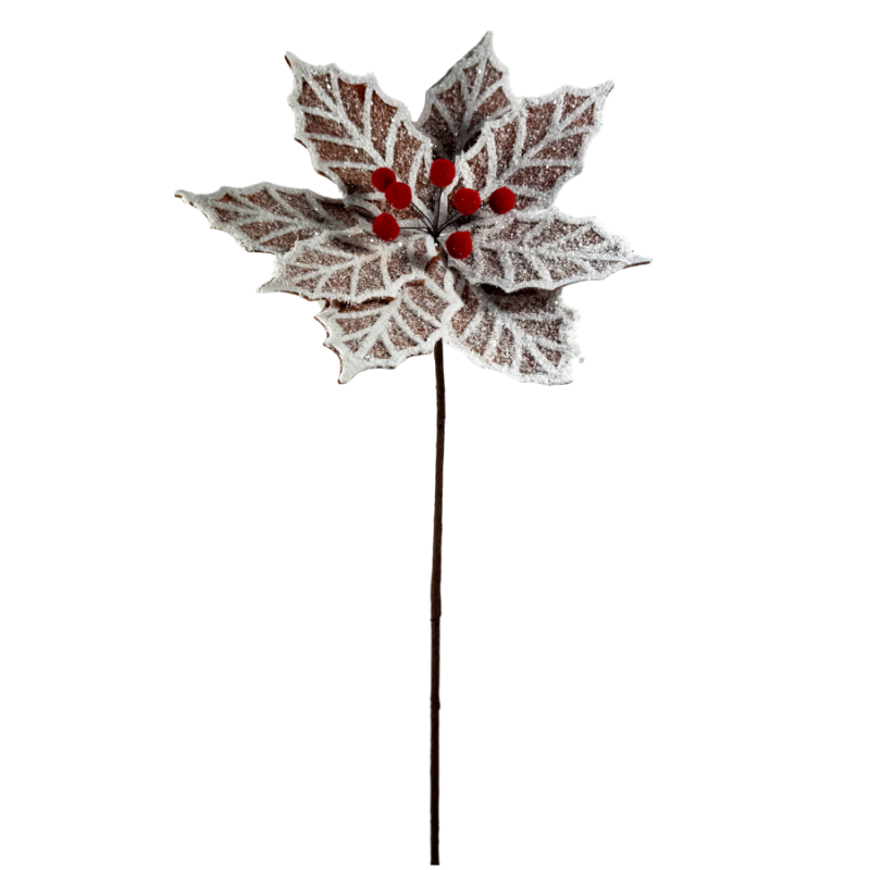 22" Gingerbread Frosted Poinsettia