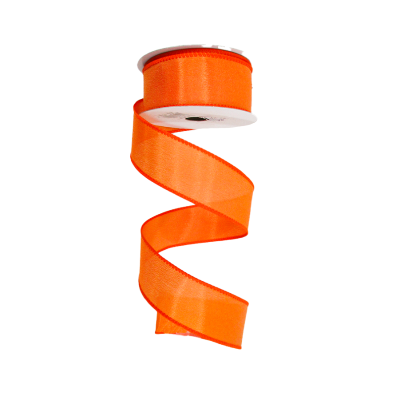 1.5" x 10yd Orange Wired Edge Satin Ribbon