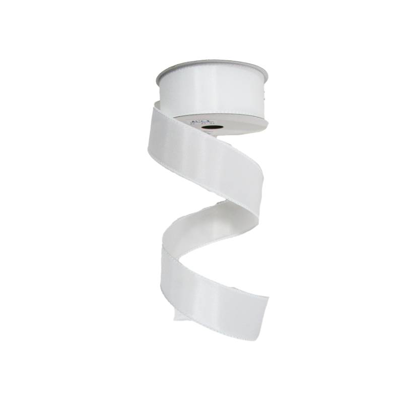 1.5" x 10yd White Wired Edge Satin Ribbon