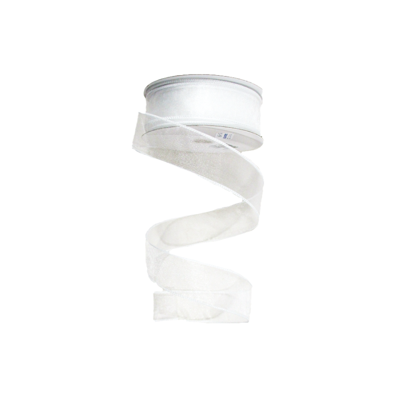 1.5 x 25yd White Wired Edge Sheer Ribbon, Everyday Ribbon