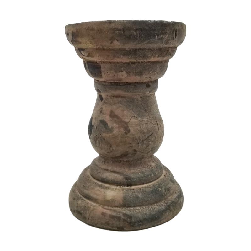 4"x6" Wooden Candle Holder-Brown