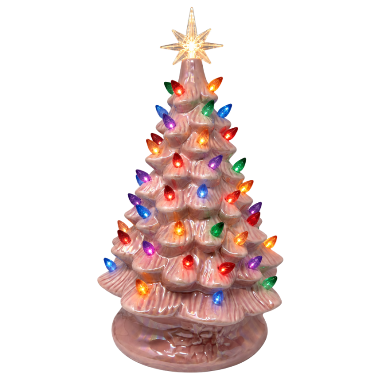16" Ceramic Light Up Tree - Pink