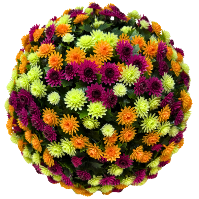 16" UV Orange/Lt. Green/Hot Pink Topiary Mum Balls