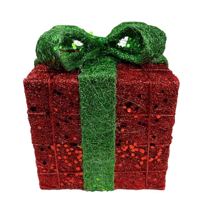 Large Red & Green Light Up Present