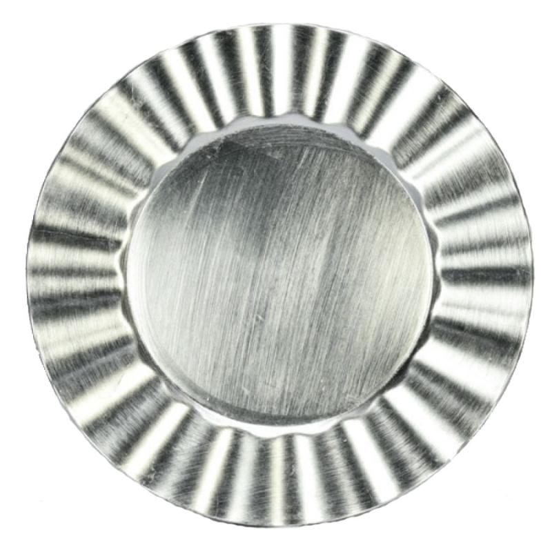 13" Round Plastic Fan Edge Charger Plate- Silver
