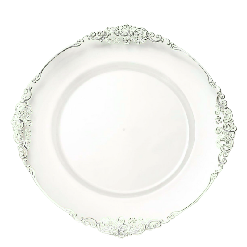 13" Rnd Baroque Edge Charger Plate - Silver