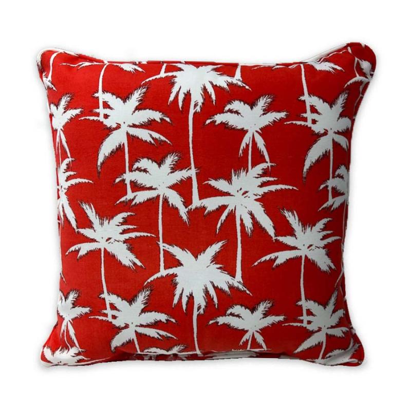 17" Patterned Welt Outdoor Pillow - Palmetto Fire