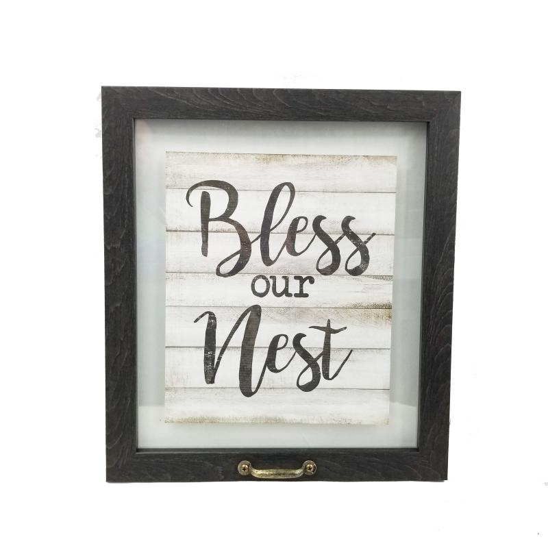 15"x17" Wooden Glass Picture Frame-Brown-Bless Our Nest