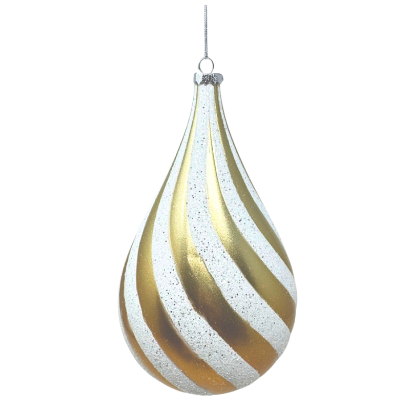 10.5" White & Gold Drown Ornament