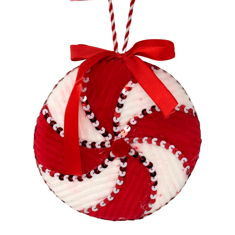 6" Red & White Peppermint Swirl Ornament