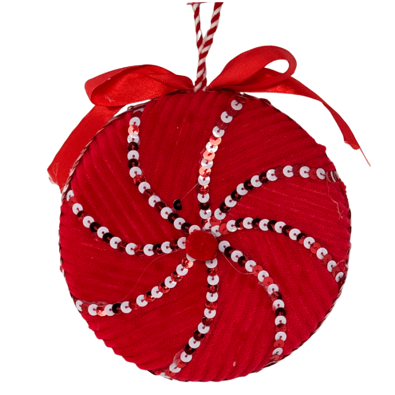 6" Red Peppermint Swirl Ornament