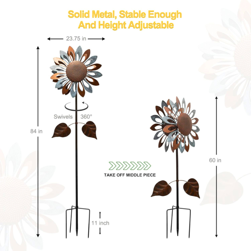 Bronze and Blue Sunflower Wind Spinner