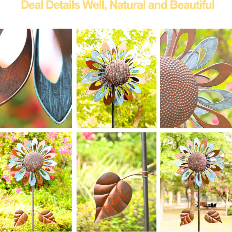 Bronze and Blue Sunflower Wind Spinner