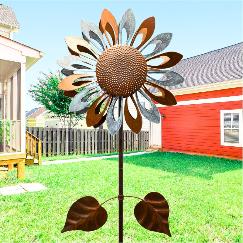 Bronze and Blue Sunflower Wind Spinner