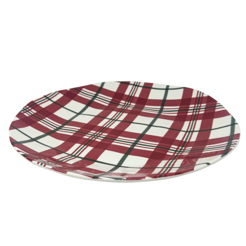 13.5" Holiday Plaid Ceramic Plater