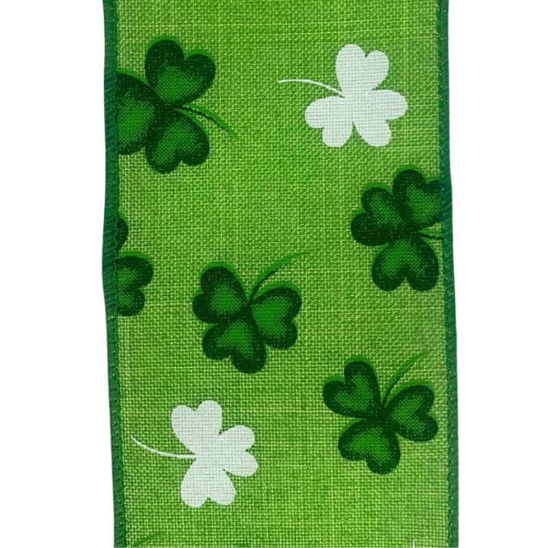 2.5" x 10Y Lime with Green Clovers Ribbon
